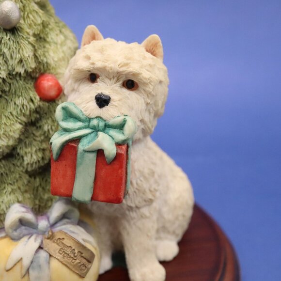 Sherratt & Simpson Westie Dogs w/ Christmas Tree Figurine West Highland Terrier - Picture 3 of 11